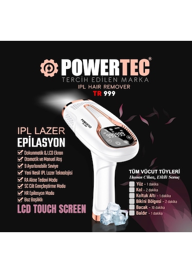 Powertec Tr-999 Ipl Lazer Epilasyon 999.999 Atım Otomatik/manuel 9 Modlu