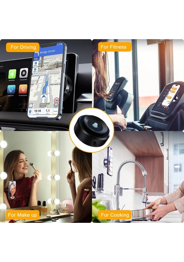 Neevoyu Siyah X8q Araç Telefon Tutucu - Çift Yönlü Vakum Sismikli, 360 Döner, Zink Alaşımlı Abs, Güvenli Sürüüş İçin El Serbestliği