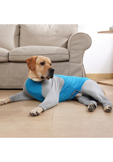 Geeksen Köpekler İçin Dört Ayaklı Sweatshirt, Esnek Kumaş, Renkli Eşleşme, Yumuşak Fit, Turtleneck - M Mavi/gri
