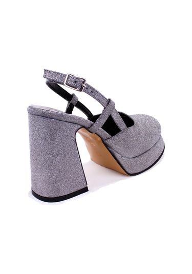 Dagoster Dza07-337560 Platin Simli Platform Topuklu Kadın Ayakkabı Platin
