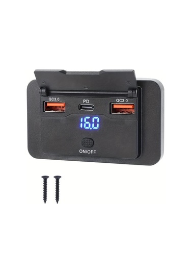 Stil A Duvara Montaj İçin Tasarlanmış, Usb C Ve Çift Qc 3.0 Araç Usb Bağlantı Noktaları İle Donatılmış, Düğme Anahtarı, Çok Bağlantılı Güç Soketi, Araçlarda, Otobüslerde, Karavanlarda Ve Kamyonlarda Dıy Aksesuarları İçin Uygun, Pil Olmadan