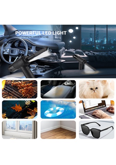 Geeksen Taşınabilir Şarjlı 10000pa Güçlü Elektrikli Süpürge - 5 Nozullu, Led Işıklı, 6000mah Pil İle Bilgisayar, Araç Ve Ofis Temizliği İçin