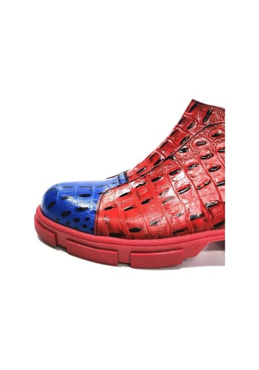 Hakiki Deri Renkli Bot Mavi Kırmızı Siyah