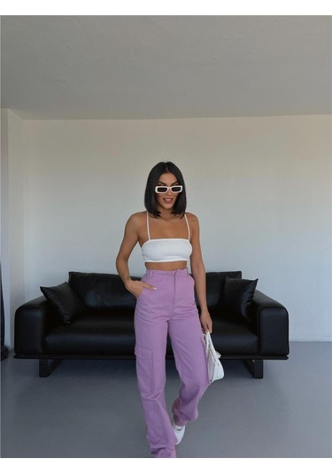 Reka Moda Kargo Pantolon - Lila Lila