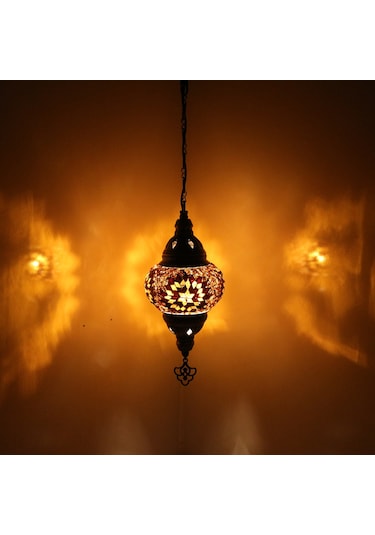 Dekoratif Otantik Mozaik Lamba Tekli Sarkıt Tavan Lambası model 4