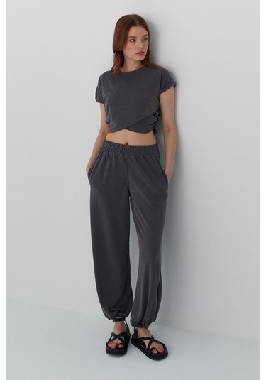 Asimetrik Kesim Croplu Takım Antrasit Antrasit