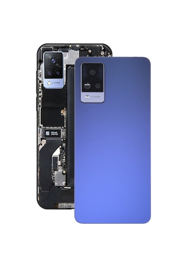 Cbtx Vivo V21 Uyumlu Kamera Lens Kapağı İle Pil Arka Kapağı Mavi