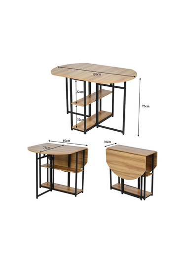 Nona Siyah Metal Açık Kahverengi Katlanır Yemek Masası