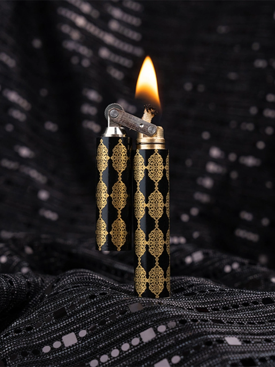 Caka Lighter Anadolu Desen Çakmak Siyah - Altın