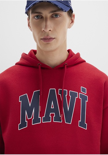 Mavi - Mavi Logo Baskılı Kırmızı Sweatshirt 067149-70464 Kırmızı (555249453) Kırmızı