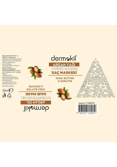 Dermokil Argan Özlü Yoğun Onarıcı Saç Maskesi 25 Ml