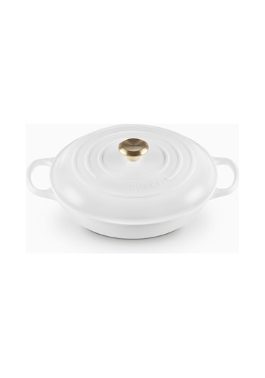 Le Creuset Gourmet Profesyonel Lüks Döküm Tencere Beyaz 30 Cm