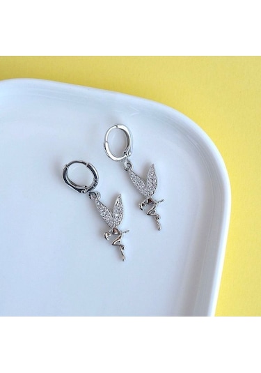 Su Perisi Charmlı Küpe Perili Küpe Silver Renkli Renkli