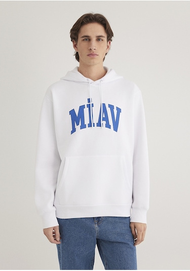 Mavi - Miav Baskılı Kapüşonlu Sweatshirt 0s10122-620 Beyaz