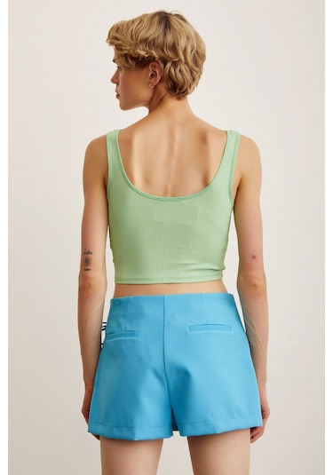 Trendquel Askılı Crop Bluz Yeşil Yeşil