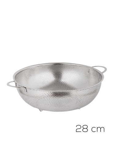 Porsima Bls-ks-28 Kulplu Paslanmaz Çelik Süzgeç Mutfak Eleği Meyve Ve Sebze Yıkama Aparatı Kevgir 28cm Çelik