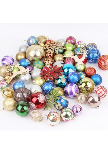 Qingmipy Dayanıklı Plastik Noel Topları Seti - 60-70 Adet Rastgele Çeşitlerde Ağaç Süsü Ve Parti Dekoru Çok Renkli