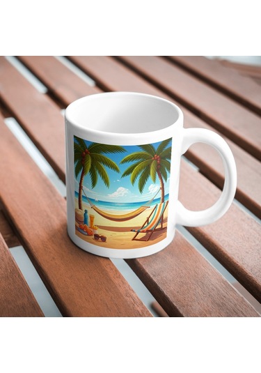 Plaj Keyfi Temalı Baskı Kupa Bardak