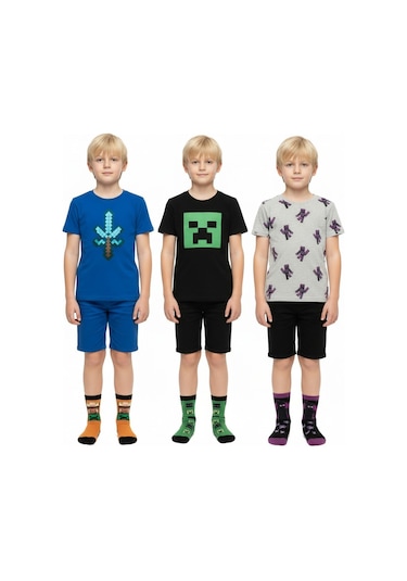 Seabubbles Minecraft Çocuk Çorap 3lü Set Set 1