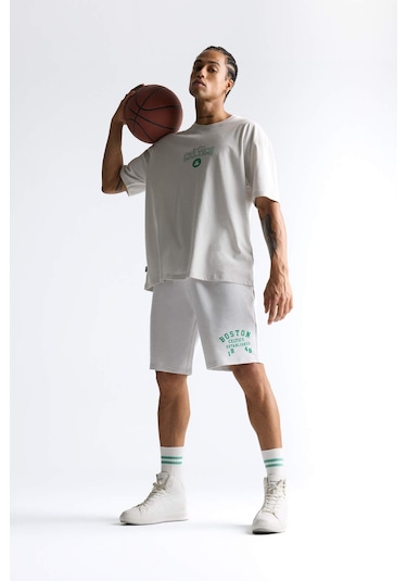 Defacto Defactofit Nba Boston Celtics Standart Fit Kısa Paça Şort E4861ax25augr519 Gri
