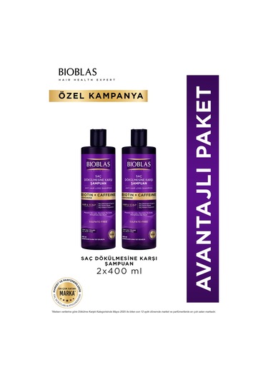 Biotin & Kafein Saç Dökülmesine Karşı Şampuan 2 X 400 Ml