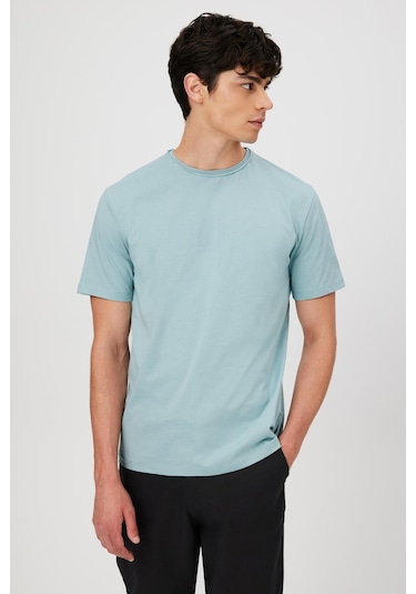 BASKILI BASIC KISA KOL ERKEK T-SHIRT AÇIK MAVİ Açık Mavi