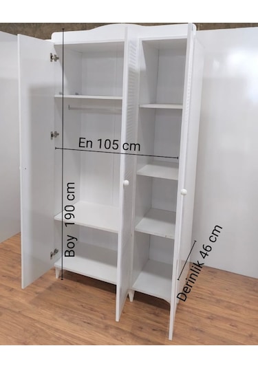3 Kapaklı Beyaz Panjur Model Dolap Beyaz