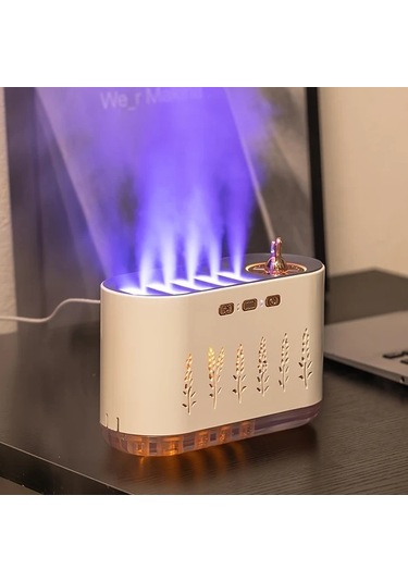 Techbloom 5 Modlu 7 Renkli Dinamik Işık Pembe Aromaterapi Nemlendirici Usb Şarjlı Sessiz Çalışma Ev Yatak Odası