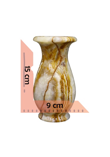 Doğal Oniks Taş Lale Vazo Şık Ve Dekoratif El İşçiliği