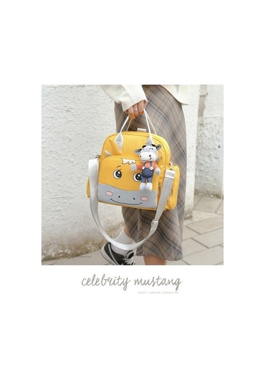 Didadodo Dinosaurs Desenli Askılı Çanta - Sarı Altın, Anne Bebek Kombin Altın