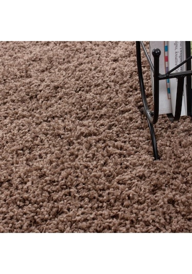 Yüksek Tüylü 30 Mm Hav Yüksekliğinde Düz Mokka Açık Kahverengi Renkli Shaggy Halı
