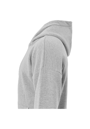 Unisex Theree Love Baskılı Kapüşonlu İçi Yumuşak Polarlı Oversize Sweatshirt - Gri Saks Mavisi