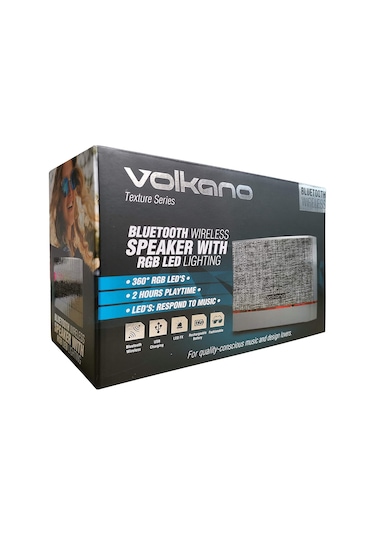 Volkano VK-3450-LGR Texture RGB Led Işıklı Kablosuz Bluetooth Hoparlör