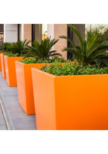Mofiba Fiberglass Saksı Kare 30cm 30cm 30h Cm Turuncu