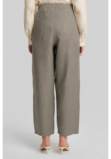 Armine Bol Keten Pantolon 24y2625 Koyu Vizon-koyu Vizon Koyu Vizon