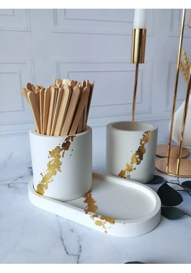 Cre Art Alçı Dekoratif Organizatör Külot Mendil Seti 236592463 Altın Rengi