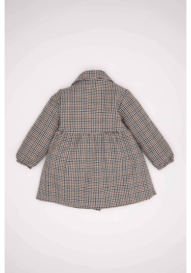Defacto Kız Bebek Düğmeli Kareli Uzun Kollu Flanel Elbise D2859A524AUBN250 Kahve