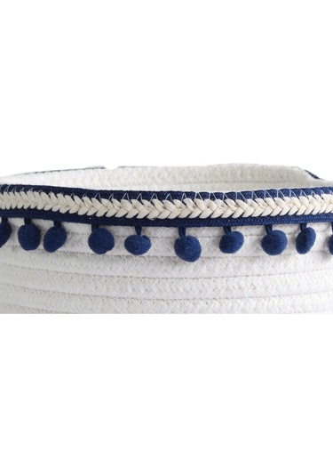 Suntek Güzel Yumuşak Depolama Sepeti Dokuma Pamuk İpliği Yün Lacivert Peluş Top Lacivert