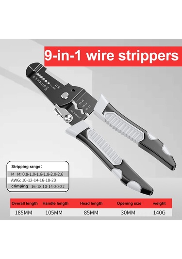 Vkemall Çok Fonksiyonlu Tel Soyucu: Kaba, Bük, Kapat, Kes - Elektrikçi, Ev, Otomobil, Dıy İçin 9/16-1li Mangan Çelik Alet