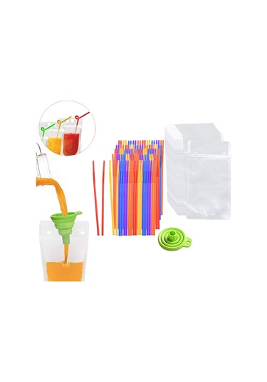 Suntek 100 Adet El Tipi İçecek Torbaları Fermuarlı Meyve Suyu