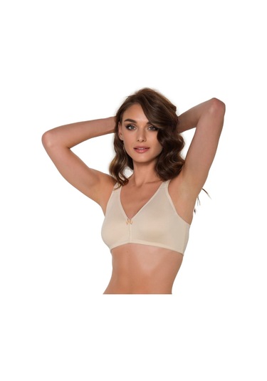 Pamuklu Mikro Penye Ten Rengi Cepli Protez Sütyen Bej