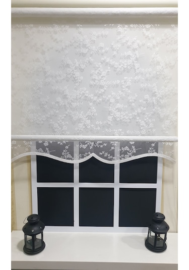 Storburada Beyaz Tül Ve Ekru Stor Çift Mekanizmalı Stor Perde Alüminyum Kasalı Stb4003 Beyaz