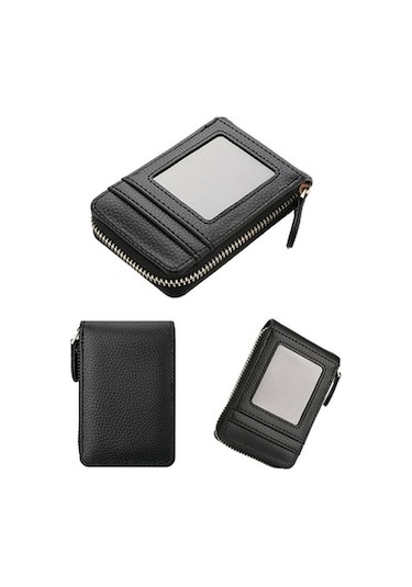 Trendooze Linjinxu Deabolar Çok Yuvalı Kart Tutucu Fermuarlı Kimlik Kapağı Pu Deri Bozuk Para Kesesi Gri Diğer