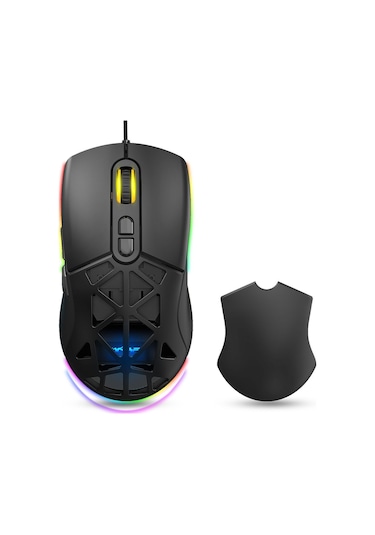 Warp WRP-O12800-B 12800 Dpi Wide RGB Özel ABS Doku Reflex Örgü Kablolu Gaming Mouse