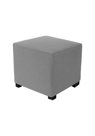 Açık Gri Jakarlı Dayanıklı Kare Streç Ayak Dayama Tabure Mobilya Koruyucu Dikdörtgen Tezgah  S