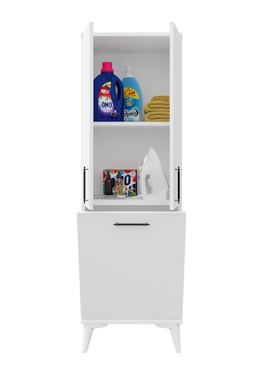 Rosepal Mobilya Aria Kirli Sepetli Banyo Dolabı Beyaz