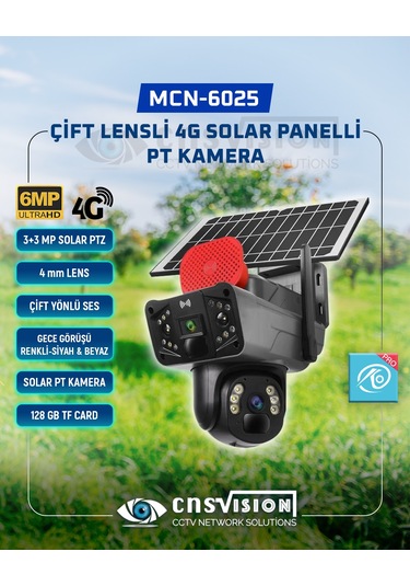 4g, 6mp Çift Lensli Ptz Güvenlik Kamerası Hareket Algılama 128 Gb Sd Kart Hediyeli Gri - Siyah