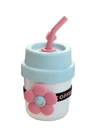 Çiçek Hasır Termos Bardak, Kadın Su Bardağı, Yüksek Görünüm Eşlik Eden Fincan, Sevimli Kahve Fincanı, Paslanmaz Çelik Çocuk Öğrenci Su Bardağı, 400ml Zg1qky Diğer