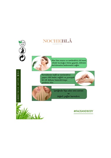 Nochebla Cosmetics Aloe Vera Özlü Nemlendiricili El ve Vücut Kremi 100 ML