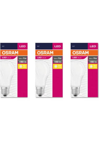 Osram Led Value 13w 2700k 1055lm E27 Duy Sarı Işık 3'lü Ampul